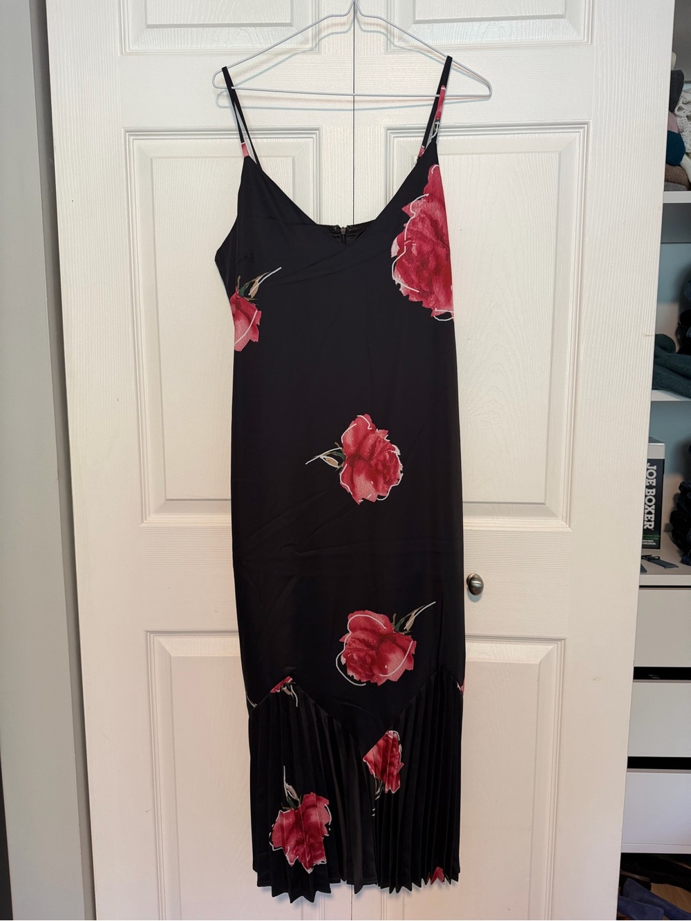 Anthropologie - Adelyn Rae Black Dress with Red Floral Accents